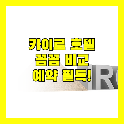 카이로 호텔 예약 전 필독! 위치, 청결, 서비스, 가격까지 꼼꼼 비교 분석!